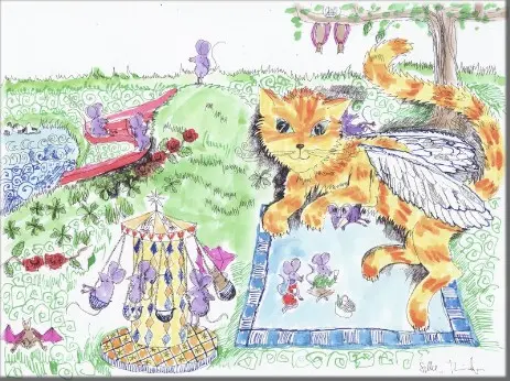 Grafik, Illustratio, Zeichnung, Katzenbild für Katzenbuch, Kinderbuch