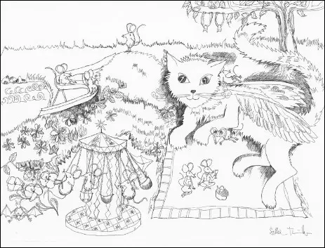 Katzenbild, Illustration, Zeichnung, Grafik mit Katze