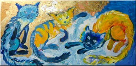 Malerei mit Katze, Gemälde, Original, Kunst zum online kaufen im shop, Katzenbilder