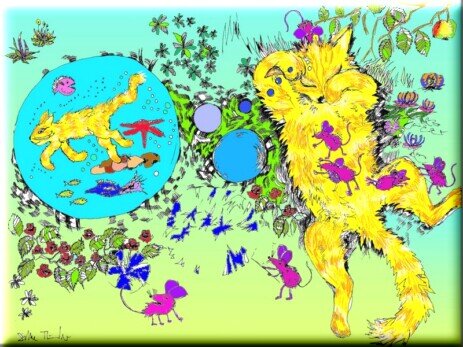 Katzenbilder, Grafik, Zeichnung, Illustration, Kinderbuchillustration
