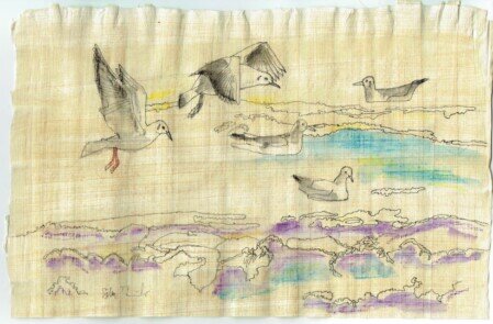 Tiere in der Kunst, TuscheGrafik mit Wachsaquarell