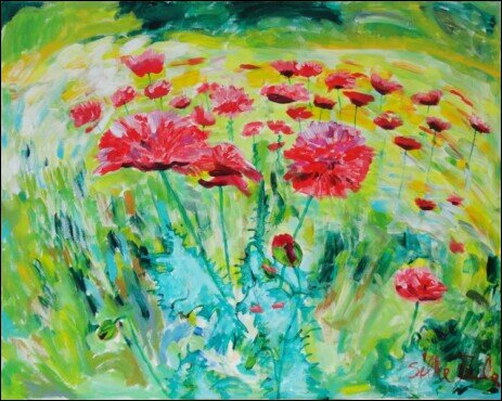 Malerei, Gemälde, Original, Acrylbild, Kunst in Bildern, Art, Bild online zu kaufen, Shop, Mohn, Steilküste, Kalender 2018, Kunstkalender