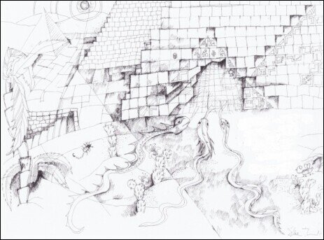 Kinderbuchillustration, Zeichnung, Grafik in der Kunst mit Seeungeheuer